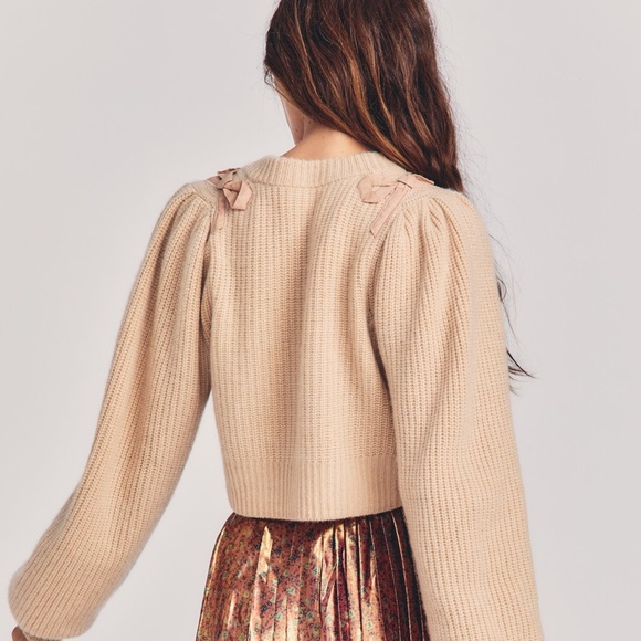 LoveShackFancy Branton Cashmere Cropped Cardigan - Picture 5 of 8